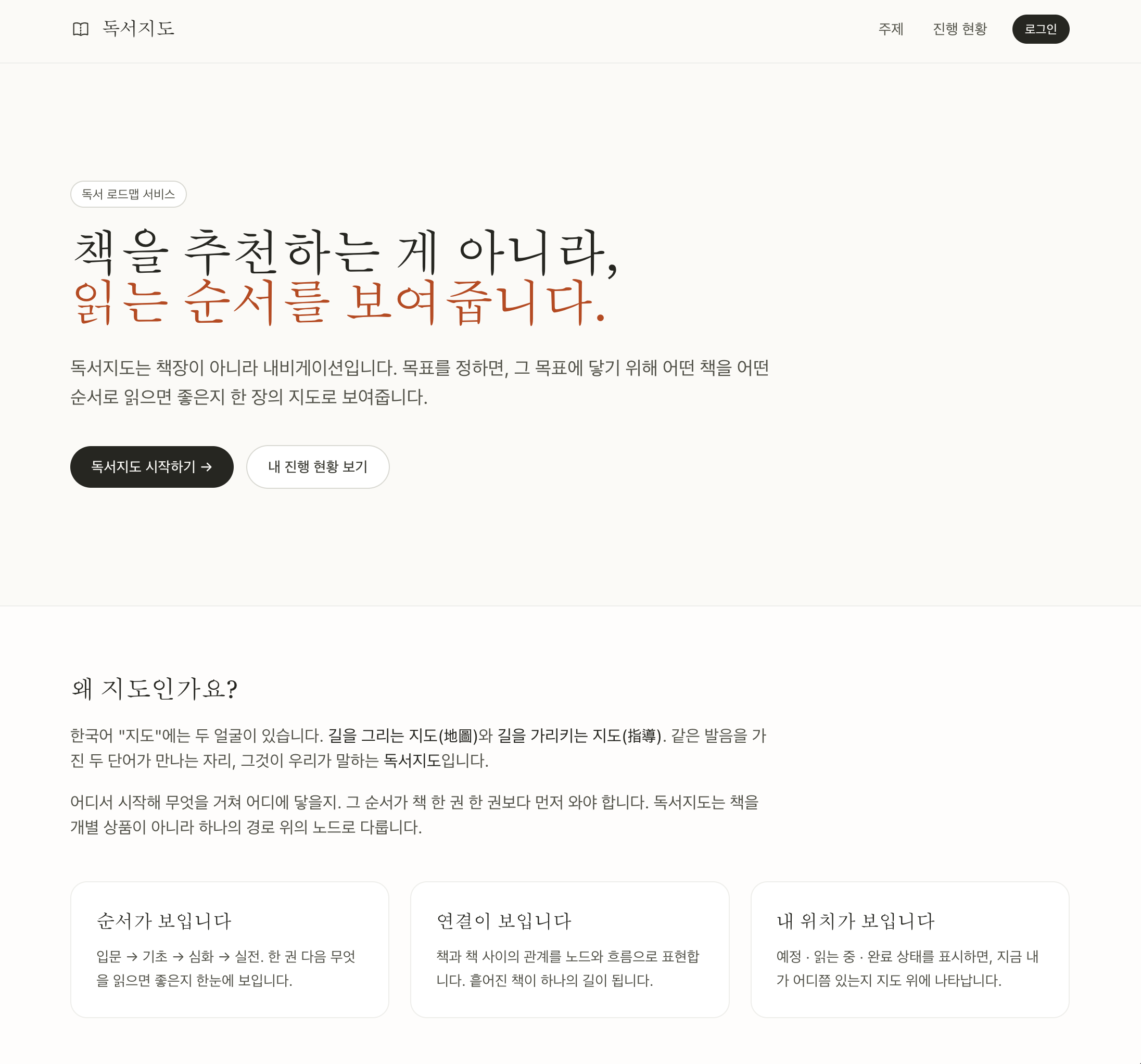 Book Map landing page with the project's one-liner